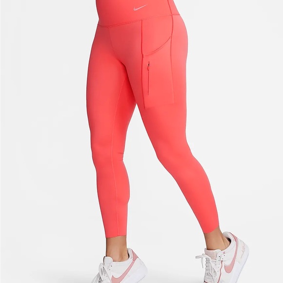 Women’s Nike Go Legging Firm Support High Rise 7/8 Length Size Small Orange - Picture 3 of 11
